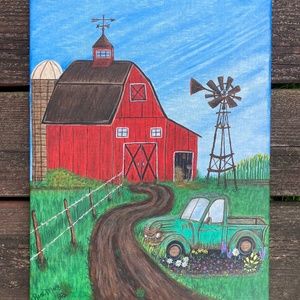 Freedom Farms, Original acrylic painting on 12x16” stretched canvas